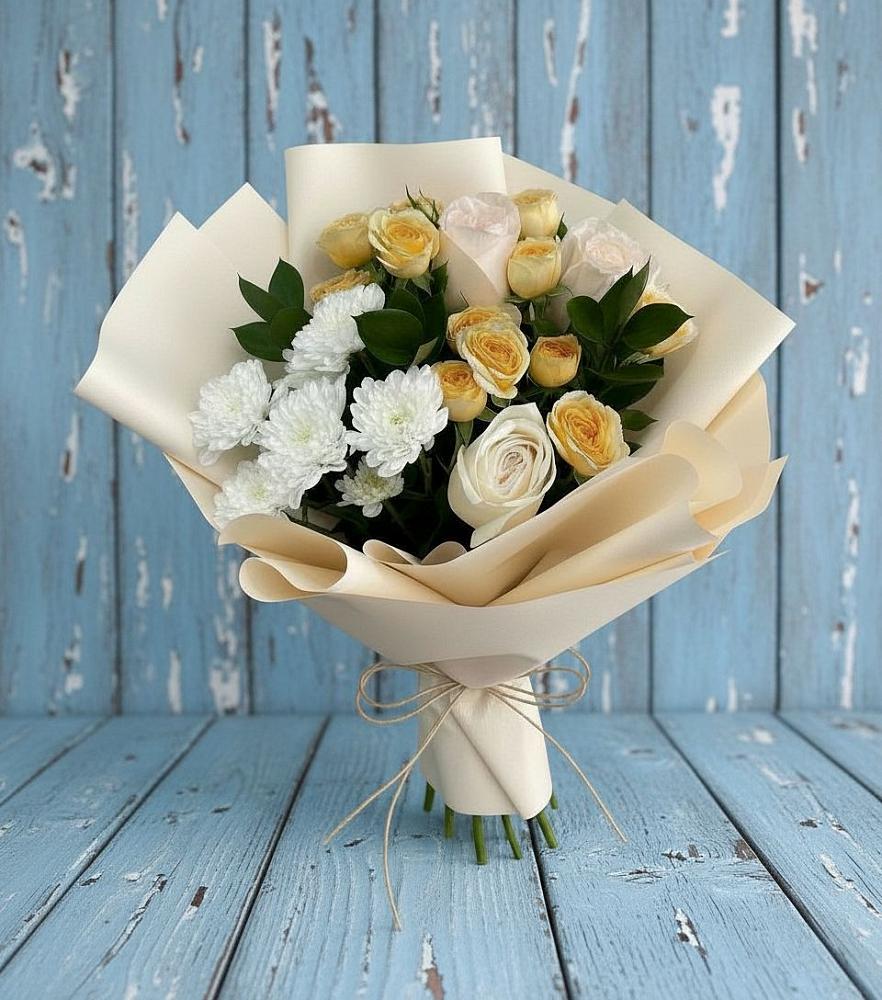 Букет цветов из: Розы и Хризантемы в Грачевке Ставропольского края