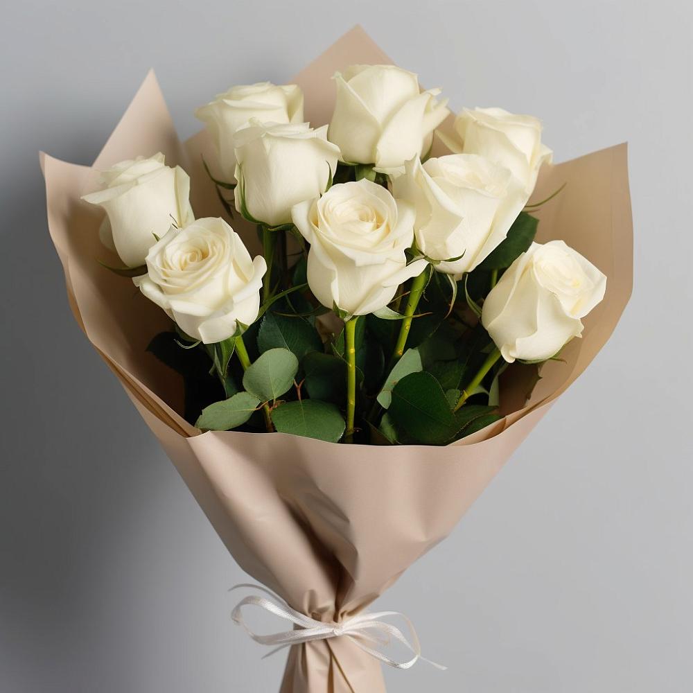 Букет 9 Белых роз Эдлесс Лав в Грачевке Ставропольского края