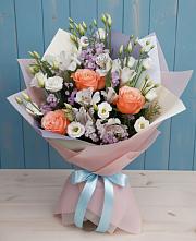 Букет цветов из:  Лизиантусы, Розы, Альстромерии и Гипсофила #REPLACE_PRED# Грачевке Ставропольского края