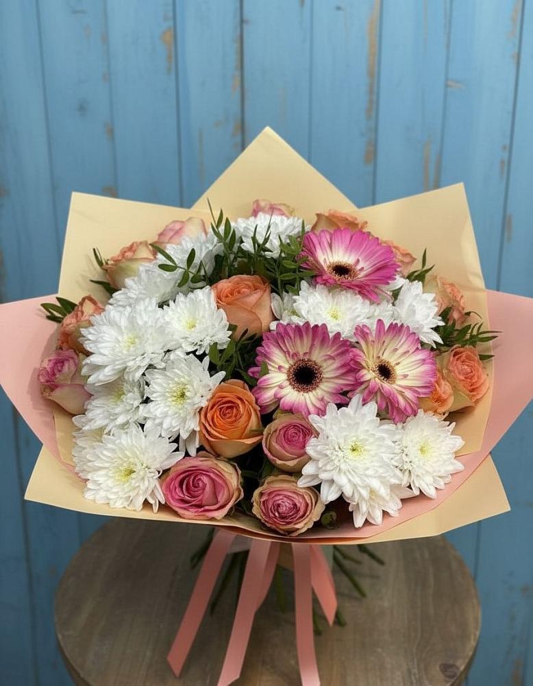 Букет цветов из: Розы, Герберы и Хризантемы в Грачевке Ставропольского края