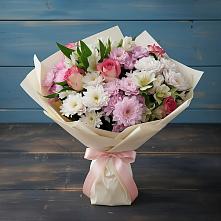 Букет цветов из:  Хризантемы, Альстромерии и Розы в Грачевке Ставропольского края