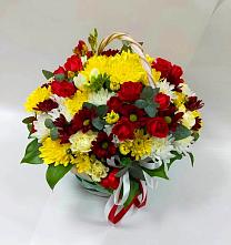 Цветочная композиция из Хризантемы и Розы в корзине #REPLACE_PRED# Грачевке Ставропольского края