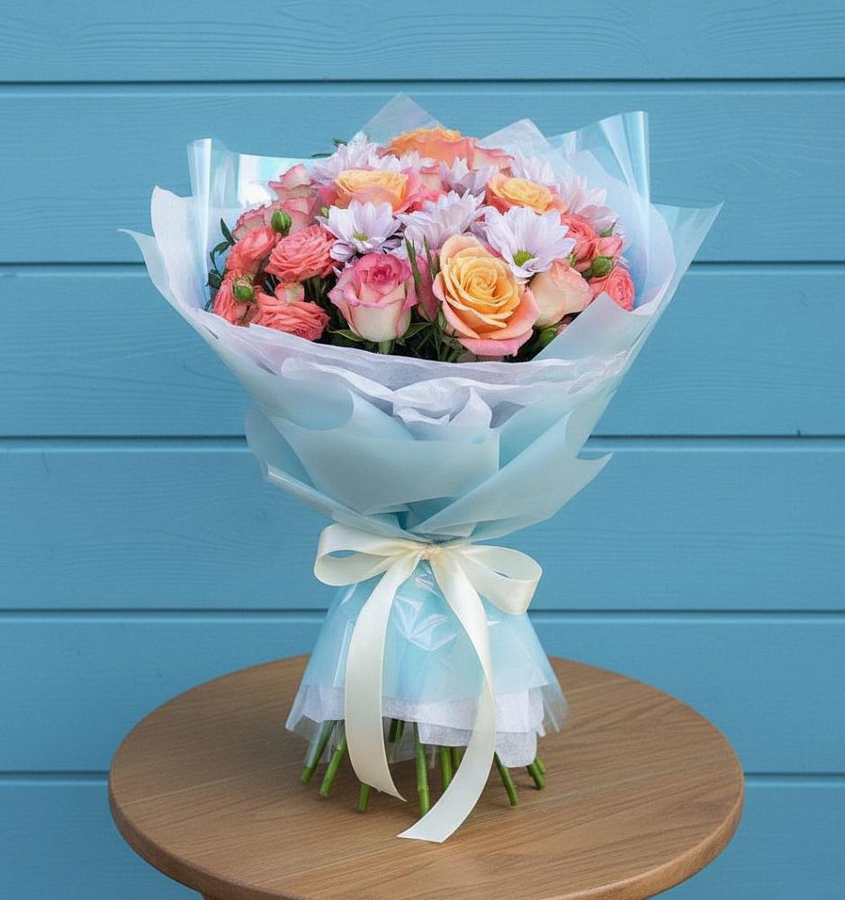 Букет цветов из: Хризантемы и Розы в Грачевке Ставропольского края