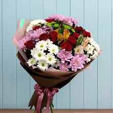 Букет цветов из:  Розы, Хризантемы и Альстромерии в Грачевке Ставропольского края
