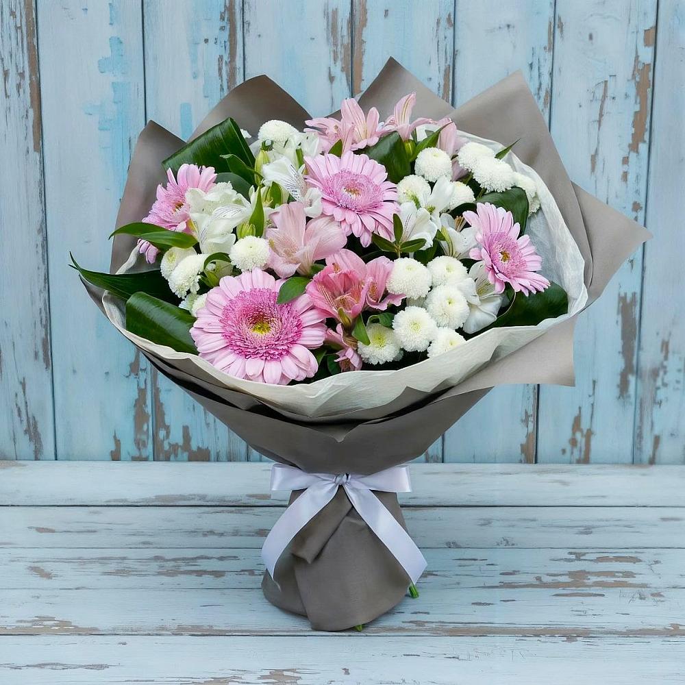 Букет цветов из: Герберы, Альстромерии и Хризантемы в Грачевке Ставропольского края