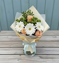 Букет цветов из:  Герберы, Розы и Хризантемы в Грачевке Ставропольского края