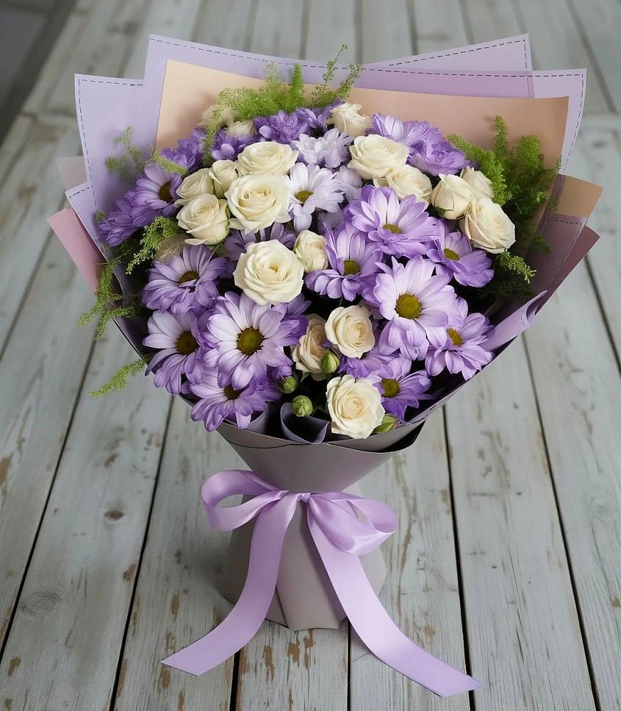 Букет цветов из: Хризантемы и Розы в Грачевке Ставропольского края