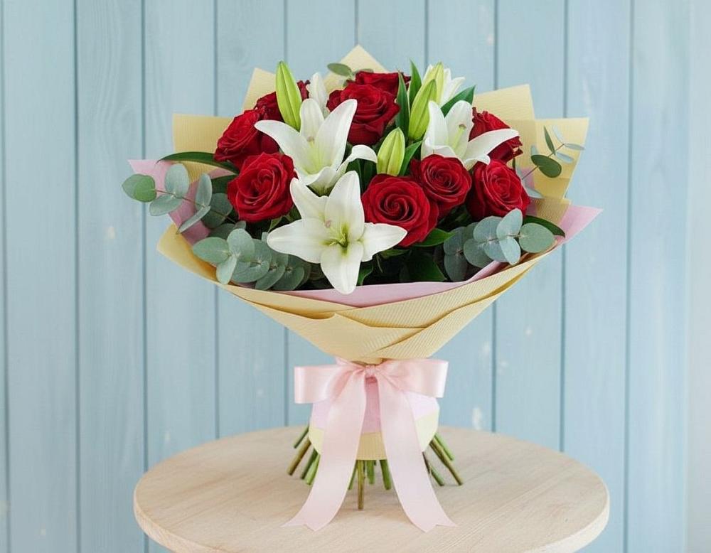 Букет цветов из: Лилии и Розы в Грачевке Ставропольского края